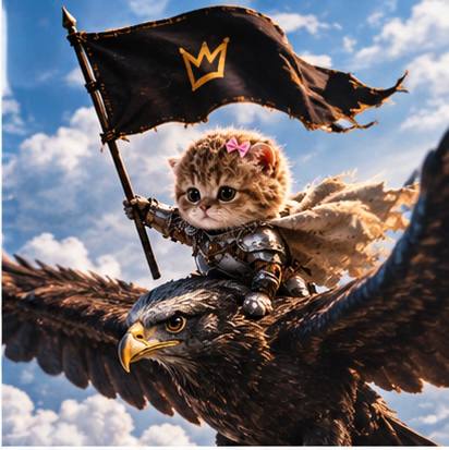 KnightCat in armor standing in a misty field